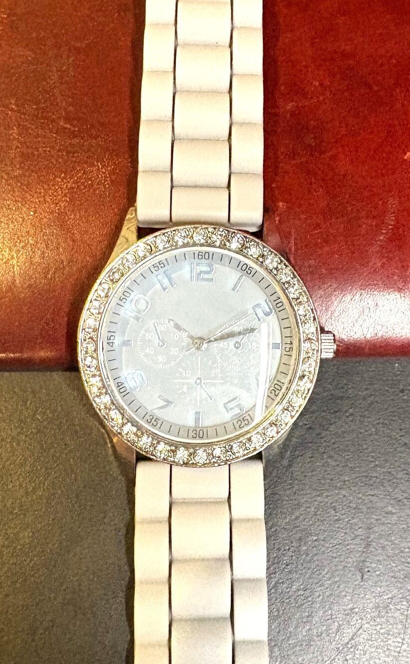 Women's 40mm Silver Tone Darice Watch, Crystal accentws, Gray Face and Band